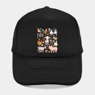 Farm Life Cute Animals - Watercolor Mosaic Hat