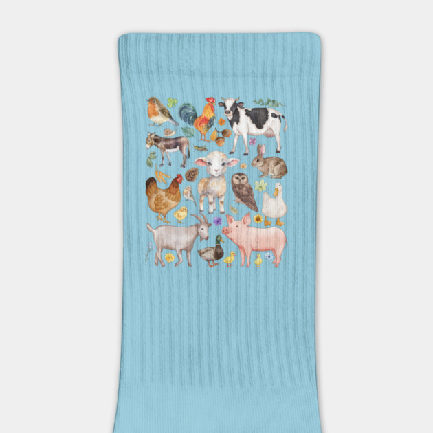 Farm Life Cute Animals - Watercolor Mosaic by TuncGK