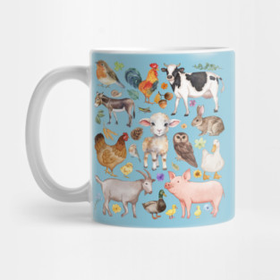Farm Life Cute Animals - Watercolor Mosaic Mug