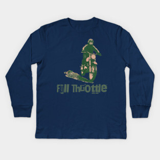Full Throttle Retro Motorcycle Kids Long Sleeve T-Shirt