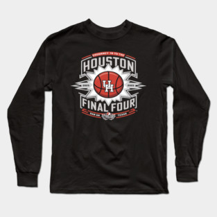 Houston Cougars Final Four 2025 Men's Basketball Burst Black Long Sleeve T-Shirt