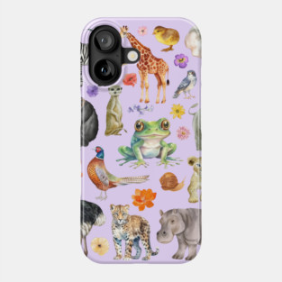 African Safari Animals - Watercolor Mosaic Phone Case