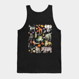 African Safari Animals - Watercolor Mosaic Tank Top