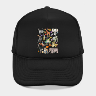 African Safari Animals - Watercolor Mosaic Hat