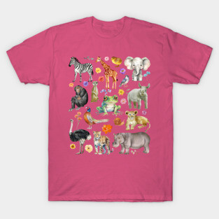 African Safari Animals - Watercolor Mosaic T-Shirt