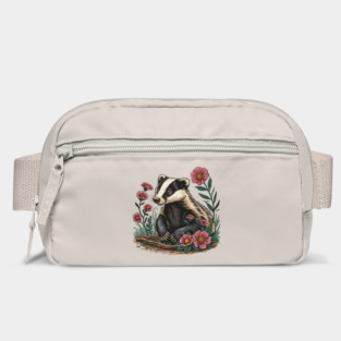 Floral Badger Vintage Woodland Wildlife Art 6 Bag