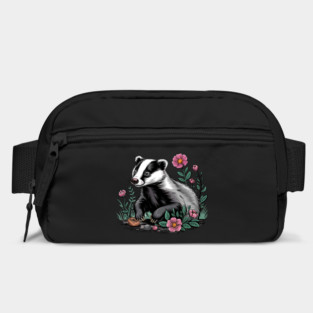 Floral Badger Vintage Woodland Wildlife Art Bag