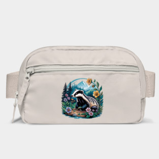 Floral Badger Vintage Woodland Wildlife Art 2 Bag