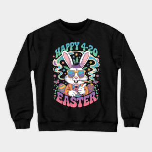 Happy 420 Easter Smoking Easter Bunny Crewneck Sweatshirt