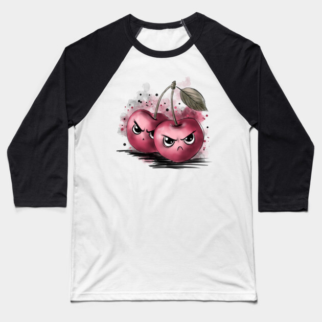 Grumpy Cherries Baseball T-Shirt by H. R. Sinclair