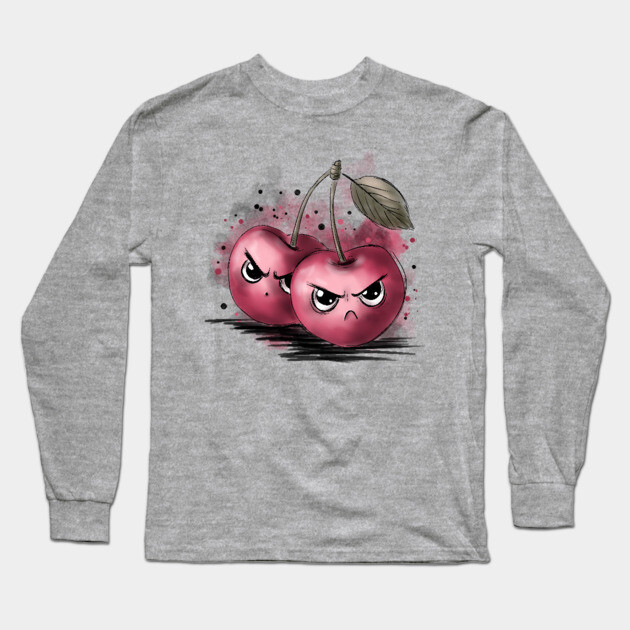 Grumpy Cherries Long Sleeve T-Shirt by H. R. Sinclair