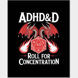 ADHD&D Roll for Concentration Funny DnD Gamer Posters and Art