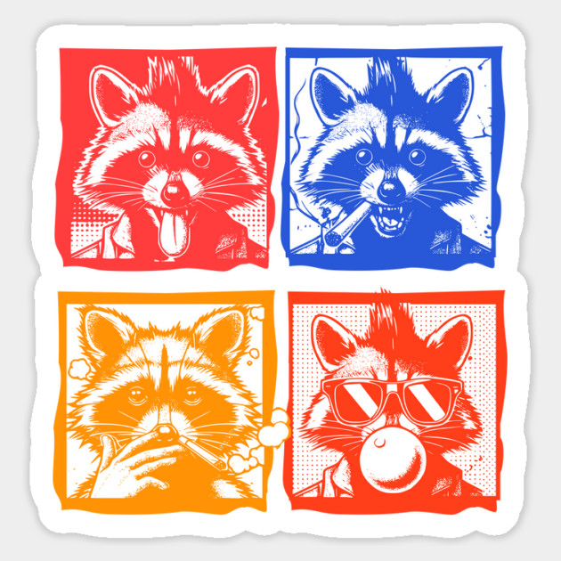 Punk Raccoon Expressions Pop Art Magnet by Designed By Marty