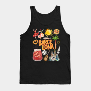 Barcelona Spain Vintage Travel Collage Art Tank Top