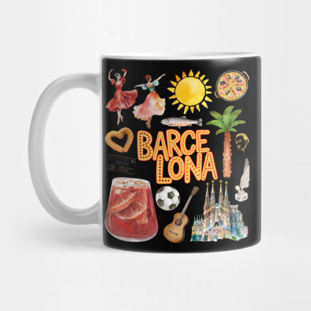 Barcelona Spain Vintage Travel Collage Art by TuncGK