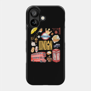 London England Classic Travel Icons Collage Phone Case