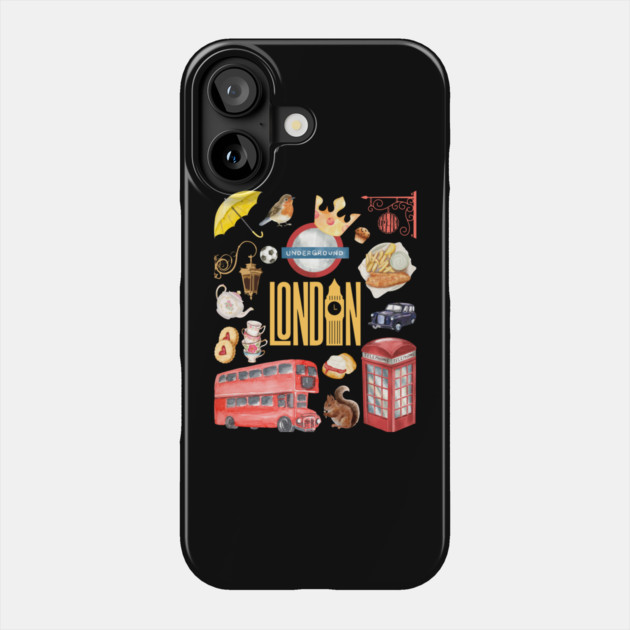 London England Classic Travel Icons Collage Phone Case by TuncGK