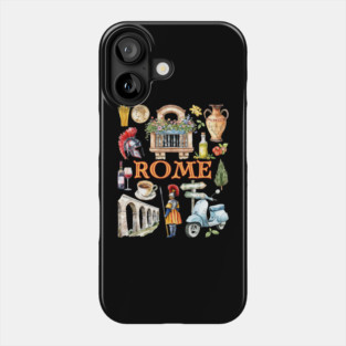 Rome Italy Vintage Travel Collage Design Phone Case
