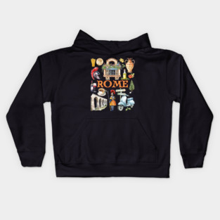Rome Italy Vintage Travel Collage Design Kids Hoodie