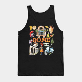 Rome Italy Vintage Travel Collage Design Tank Top