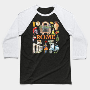Rome Italy Vintage Travel Collage Design Baseball T-Shirt