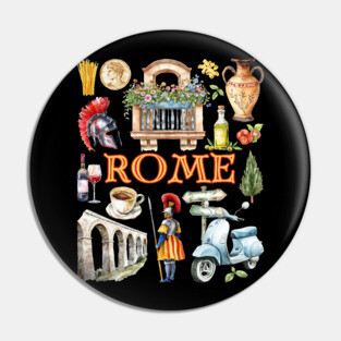 Rome Italy Vintage Travel Collage Design Pin