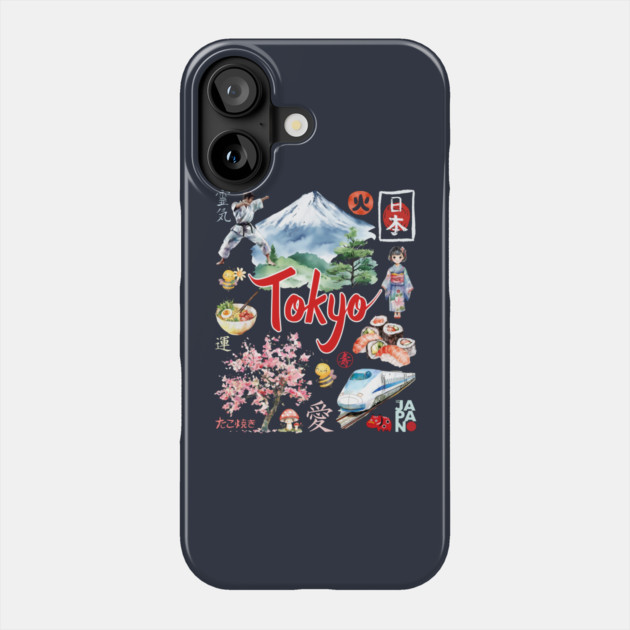 Tokyo Japan Neon and Traditional Aesthetic Collage Phone Case by TuncGK