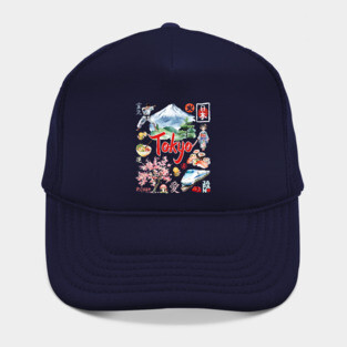 Tokyo Japan Neon and Traditional Aesthetic Collage Hat