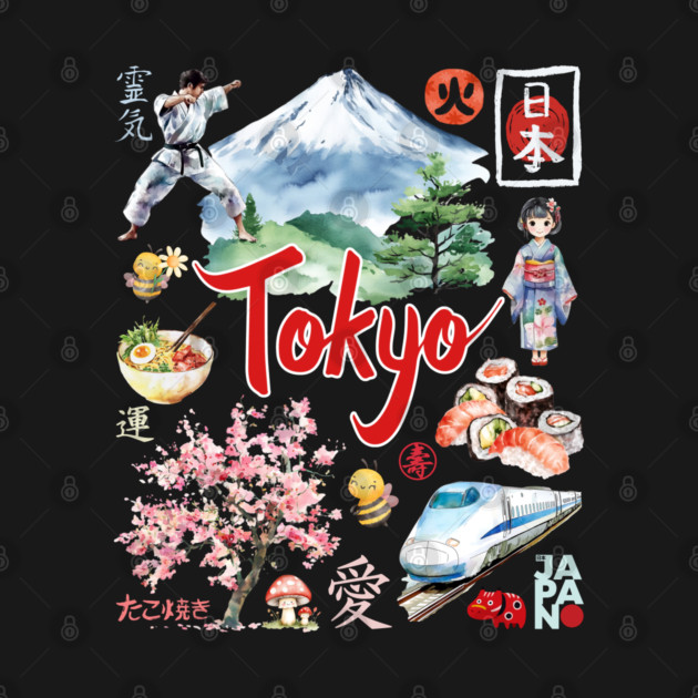 Tokyo Japan Neon and Traditional Aesthetic Collage by TuncGK