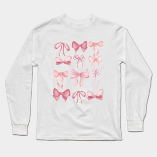 Cute Preppy Pink Bows Long Sleeve T-Shirt