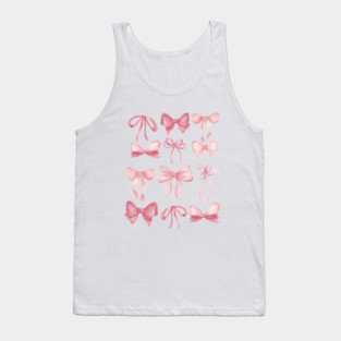 Cute Preppy Pink Bows Tank Top