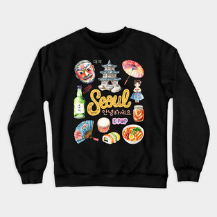 Seoul South Korea Cultural Travel Collage Crewneck Sweatshirt