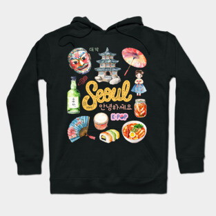 Seoul South Korea Cultural Travel Collage Hoodie