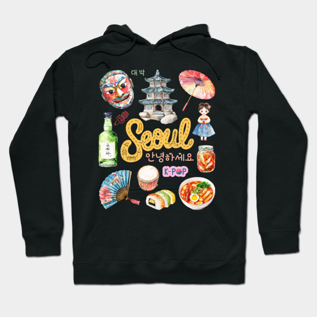 Seoul South Korea Cultural Travel Collage Hoodie by TuncGK
