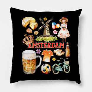 Amsterdam Netherlands Dutch Travel Collage Pillow