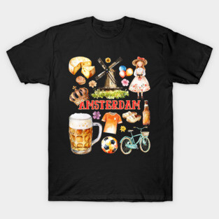 Amsterdam Netherlands Dutch Travel Collage T-Shirt