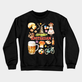 Amsterdam Netherlands Dutch Travel Collage Crewneck Sweatshirt