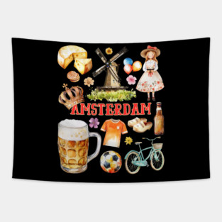 Amsterdam Netherlands Dutch Travel Collage Tapestry