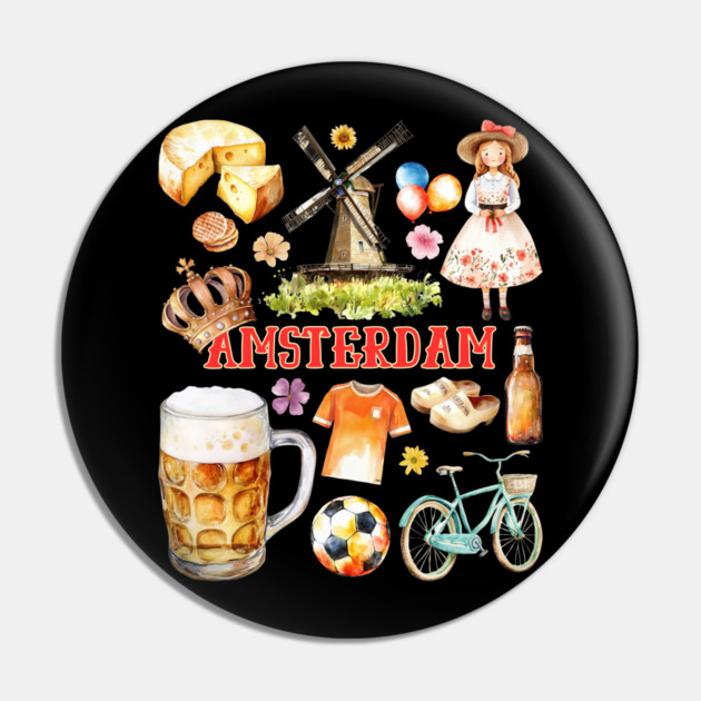Amsterdam Netherlands Dutch Travel Collage Pin by TuncGK