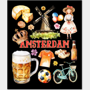 Amsterdam Netherlands Dutch Travel Collage Posters and Art