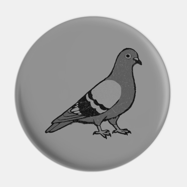 City Pigeon – Minimalist Urban Bird Pin by DonWillisJrArt
