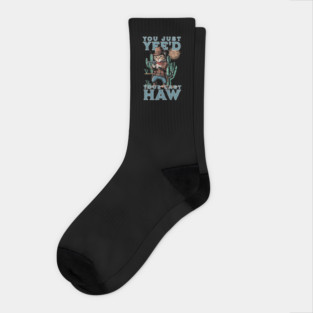 Funny Cowboy Cat Western Pun Design Socks