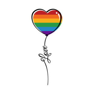 LGBTQ+ Rainbow Pride Minimalist Heart Balloon with Love T-Shirt