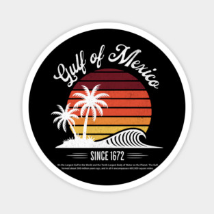 Gulf of Mexico Since 1672 Retro Sunset Design Magnet