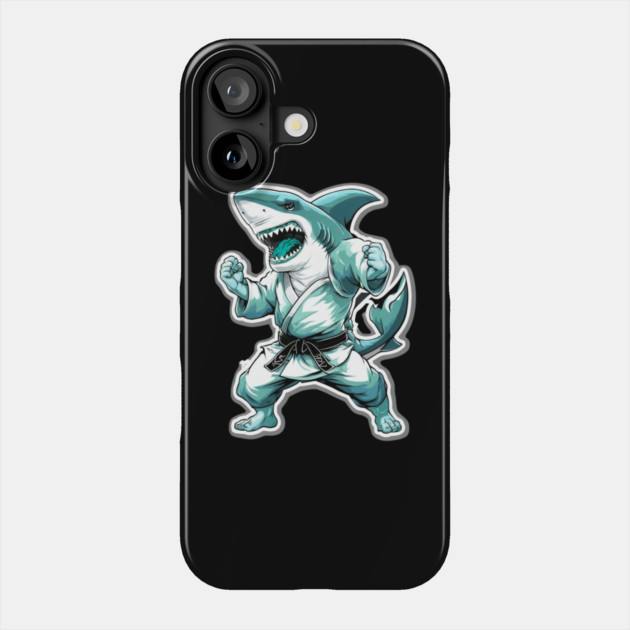 Karate Shark Phone Case by Creatifly Graphic Tees