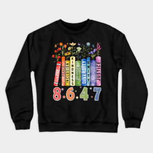 Equal Rights Book Flower Anti Trump Feminist Women Rights Crewneck Sweatshirt
