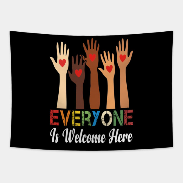 Everyone is welcome here Tapestry by Silly Me Studio