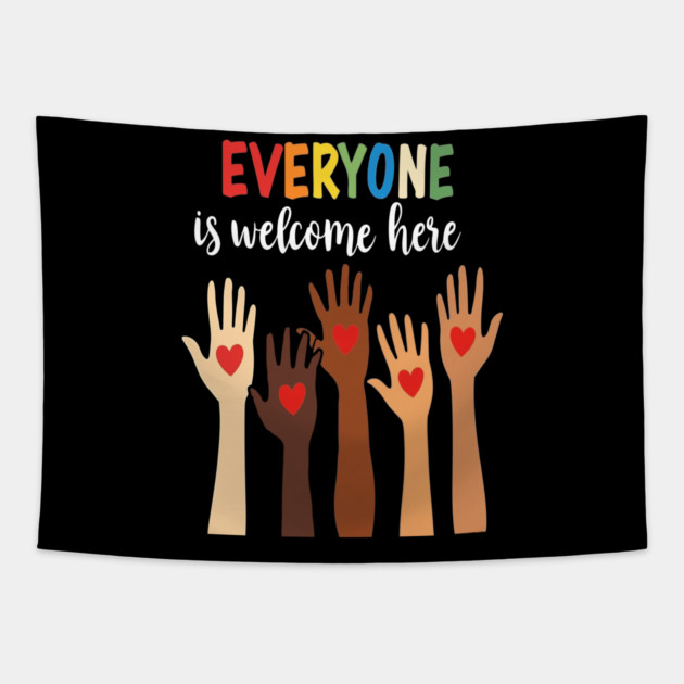 Everyone is welcome here Tapestry by Silly Me Studio