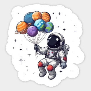Astronaut Holding Planets Sticker