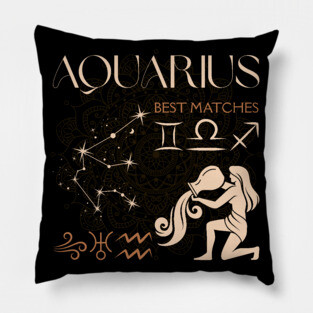 Aquarius Zodiac Compatibility Astrology Design Pillow